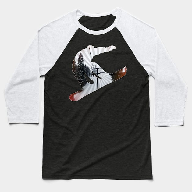 Loveland Snowboarder Baseball T-Shirt by technopenguin